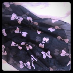 Light pink bows on black airy scarf